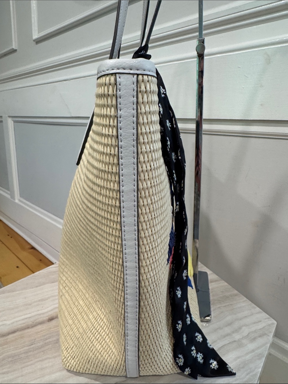 kate spade Bag Ash Straw Lemon Zest Large Woven Tote EUC - Picture 9 of 17